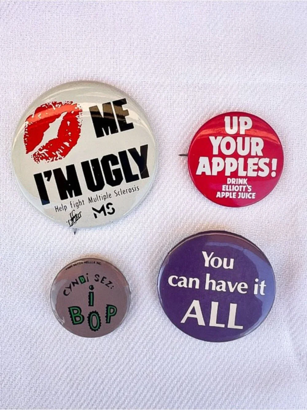 Assorted Vintage 80's Slogan Pinback Button Lot - Cyndi sez: I BOP